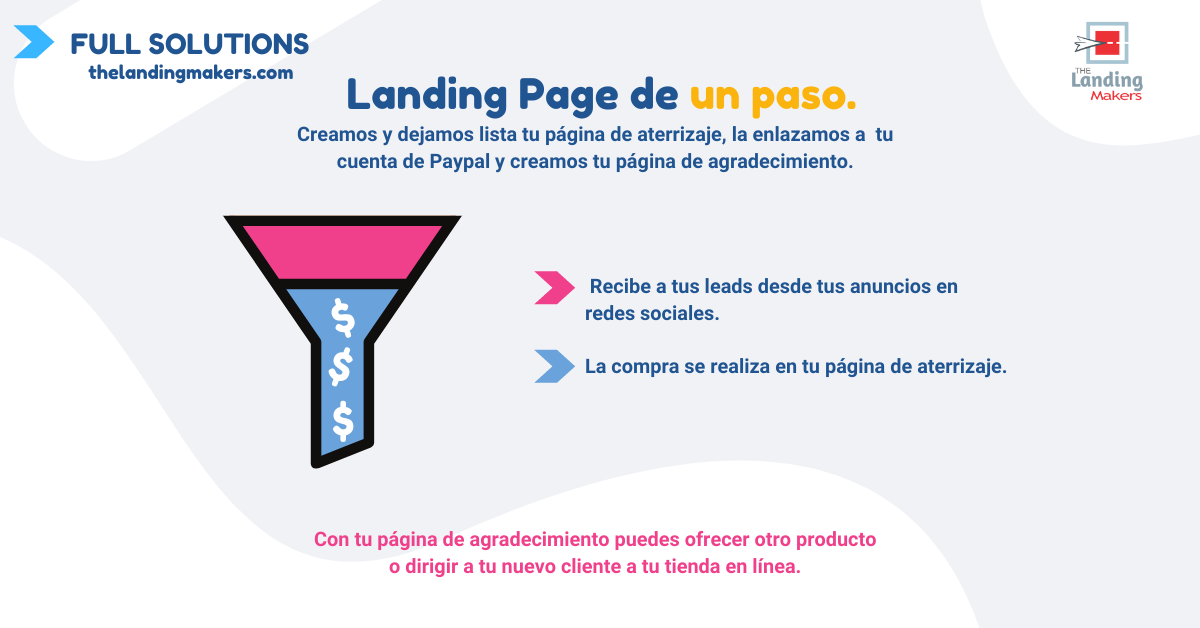 Landing page conversión en un paso